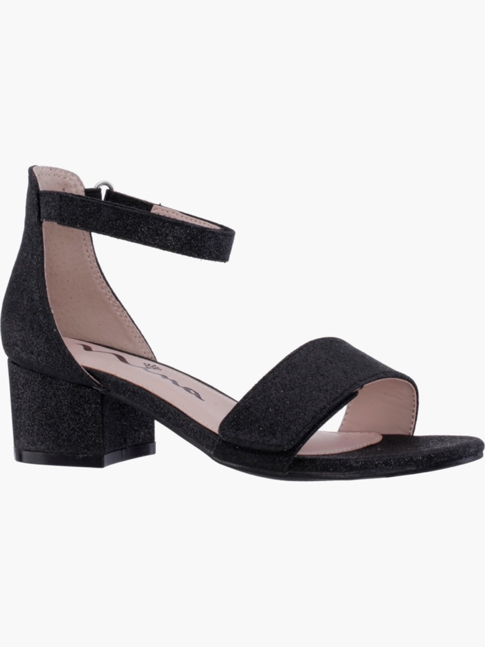 Nina Black Glitter Ankle-Strap Dress Shoes for Kids